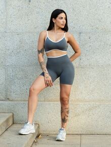 Maju Mazalli Women's Seamless Yoga Sports Set - Dark Grey - View 3