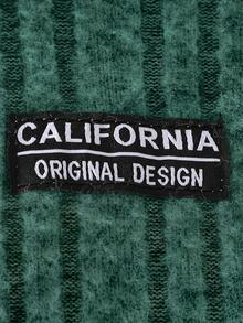 SHEIN Baby Knit Round Neck Long Sleeve Solid Color Pocket Applique Long Regular Fit Romper Fall - Dark Green - View 6