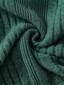 SHEIN Baby Knit Round Neck Long Sleeve Solid Color Pocket Applique Long Regular Fit Romper Fall - Dark Green - View 8