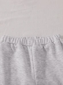 Playful Pals 2pcs Set Young Boys Half-Zip Stand Collar Grey Raglan Long Sleeve Tracksuit For Daily Wear,Spring & Autumn - Light Grey - View 5
