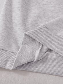 Playful Pals 2pcs Set Young Boys Half-Zip Stand Collar Grey Raglan Long Sleeve Tracksuit For Daily Wear,Spring & Autumn - Light Grey - View 6