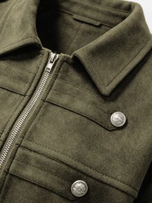 Flora Isola Flora Isola Women's Autumn/Winter Sleeve Cuff Decor Napoleon Element Casual Street Style Regular Commute Wearable Thin Jacket - Olive Green - View 7