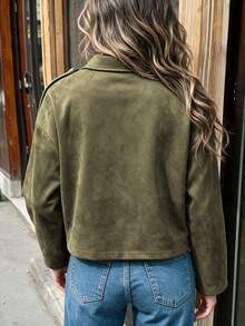 Flora Isola Flora Isola Women's Autumn/Winter Sleeve Cuff Decor Napoleon Element Casual Street Style Regular Commute Wearable Thin Jacket - Olive Green - View 2