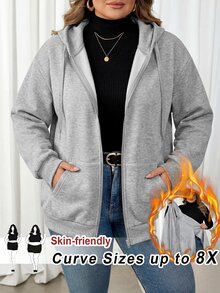 SHEIN CURVE+ Smart Casual 基本款寬鬆街頭風復古美式學院風大碼 22W 素色灰色奶油色黑色秋季度假假日外出穿搭 - 灰色 - 查看 8