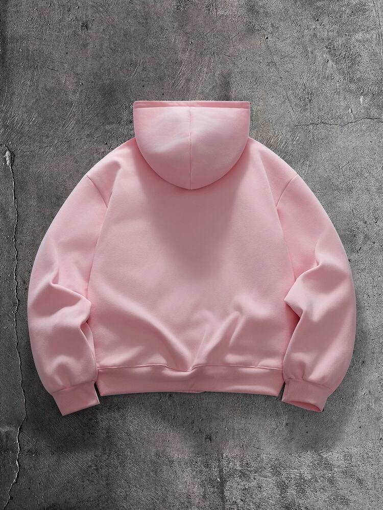 AXEPEAK Men's Casual Solid Color Hoodie Sweatshirt, Autumn/Winter - Baby Pink - View 2