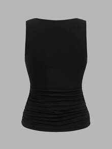 SHEIN LUNE 3pcs Women's Slimming Solid Color Square Neck Fitted Tank Tops, Casual & Versatile, Suitable For Summer Sleeveless Top Ladies Clothes,Summer Top - Multicolor - View 5
