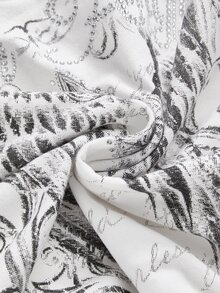 ROMWE J-Fashion Spring/Summer Y2K Kpop Concert Punk Skeleton Print 2 In 1 Contrast Lace Sleeveless Top - White - View 4