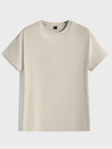 Mainfolk 3pcs Men Casual Solid Color Short Sleeve T-Shirt, For Going Out, For Friends, Vacation, Father's Day Gifts, Football - Khaki - View 5