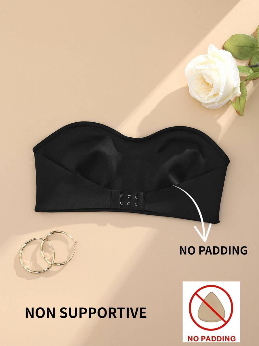 1pc Women Front Closure Gather Wireless Bra - Black - View 1