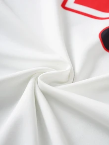 THE POWERPUFF GIRLS X SHEIN Plus Size Summer Casual Streetwear Letter Cartoon Graphic Round Neck Short Sleeve T-Shirt Back-To-School Graduation White - Red and White - View 8