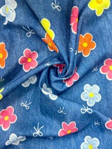女童秋季白色與嫩黃色牛仔風吊帶洋裝，復古運動風花卉印花A字仙女風兒童時尚開學穿搭 - 彩色 - 查看 7