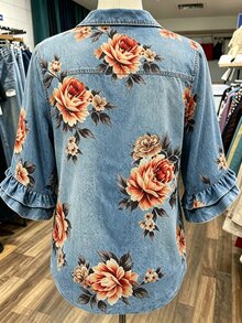 NostaNoir Women's Front Button Pattern Print Long Sleeve Shirt - Multicolor - View 2