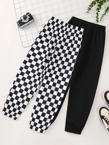 SHEIN 2pcs Kids Tween Boy Casual Comfortable Elastic Waist Loose Leg Solid Color , Suitable For , School, Daily Casual Outings, Sports, Autumn/Winter Pcs - Multicolor - View 2