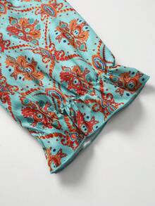 SHEIN LUNE CURVE 大尺碼女款圓領綁帶袖裝飾鈕扣設計襯衫 - 彩色 - 查看 6