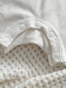 1件/套 中性新生兒男嬰/女嬰牛仔布標語刺繡短袖連身衣 春/夏嬰兒男童服裝、套裝、復活節嬰兒禮物用品 - 彩色 - 查看 5