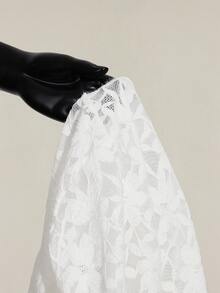 SHEIN ICON Women's Fashionable Lace See-Through Front Tie Top, Summer - White - View 10