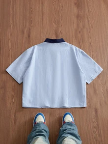 SWAVVY Spring/Summer Men's Casual Printed Shirt - Blue - View 3