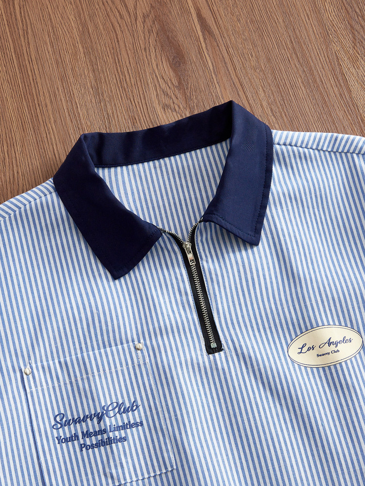SWAVVY Spring/Summer Men's Casual Printed Shirt - Blue - View 4