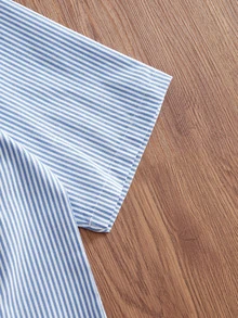 SWAVVY Spring/Summer Men's Casual Printed Shirt - Blue - View 7