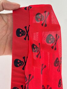 Whyspr Halloween Grunge Punk Plus Size Women's Dark Contrast Color Skull Pattern Halloween Horror Print Leggings Women's Halloween Costume - Red - View 8