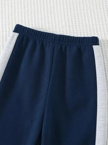 Cozy Pixies 男嬰對比色拼接字母印花圓領長袖半拉鍊套頭運動衫與鬆緊腰收口長褲2件套 - 彩色 - 查看 5