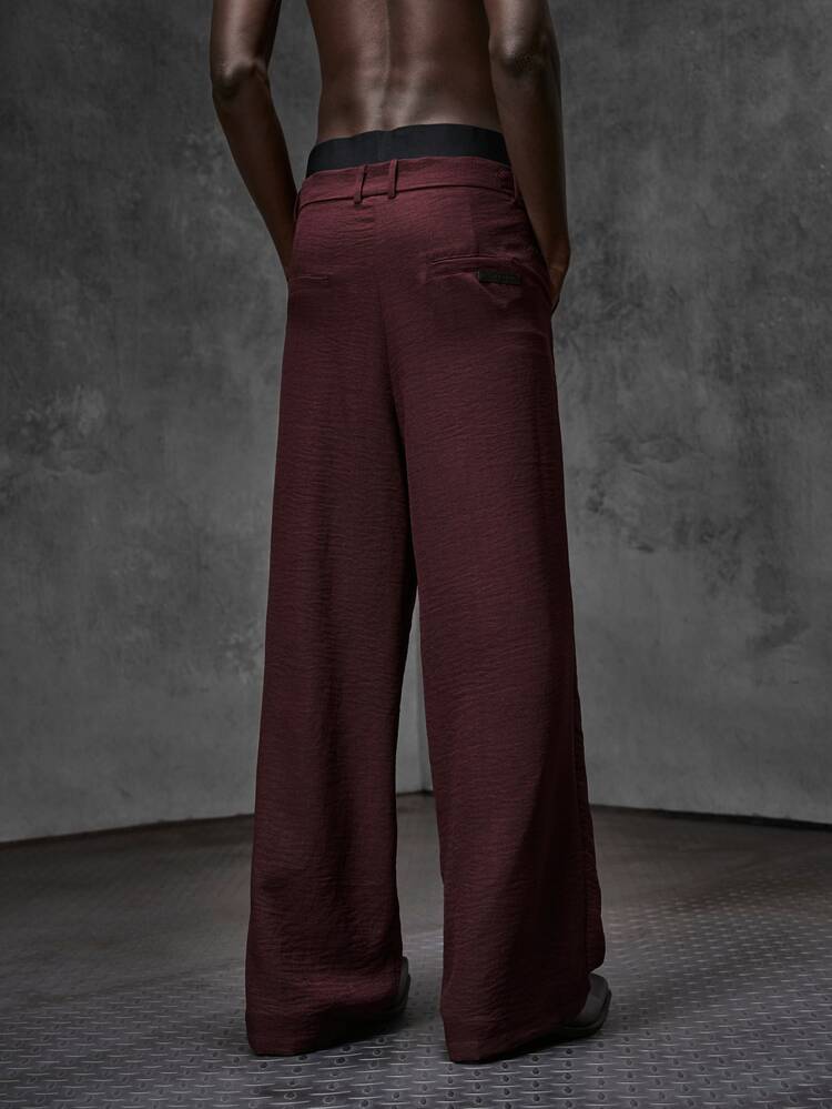 NEON BLANC Men's Party Going Out Date Night Woven Long Mid-Waist Straight Leg Casual Streetwear Suit Pants Suitable For Daily Wear Spring/Summer Burgundy - Burgundy - View 2