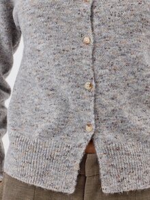 KÆRIA Hus Crew-Neck Knit Cardigan - Soft-Touch Stretch Knit Blend - Grey - Button-Up, Going Out, Brunch,Casual - Grey - View 7