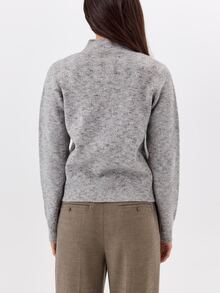 KÆRIA Hus Crew-Neck Knit Cardigan - Soft-Touch Stretch Knit Blend - Grey - Button-Up, Going Out, Brunch,Casual - Grey - View 2