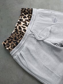 PAVTROS Men's Leopard Print Patchwork Hoodie & Sweatpants Set - Grey - View 7
