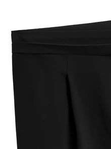 GlowEve CURVE Plus Size Elegant Commuter Solid Color Pleated Skirt Fall - Black - View 3