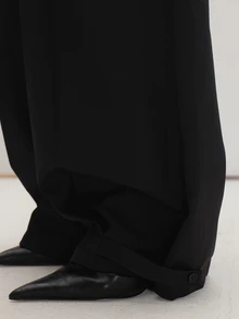MUSEYN Black Woven Pleated Tailored Suit Trousers Structured Polished Office Work Fall New Season Capsule Wardrobe - Black - View 7