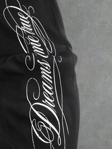 PAVTROS Men's Letter Print Hoodie & Sweatpants Set - Black - View 5