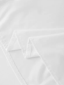 SHEIN LUNE CURVE Plus Size Women Round Neck Button-Up Shirt, Spring/Summer - White - View 8