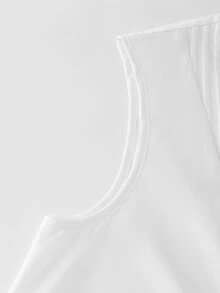 SHEIN LUNE CURVE Plus Size Women Round Neck Button-Up Shirt, Spring/Summer - White - View 6