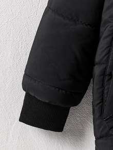 SHEIN Young Boy Padded Coat, Outdoor Street Gentleman Style, Thick Warm, Autumn/Winter - Black - View 5