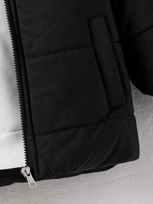 SHEIN Young Boy Padded Coat, Outdoor Street Gentleman Style, Thick Warm, Autumn/Winter - Black - View 8