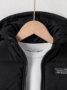SHEIN Young Boy Padded Coat, Outdoor Street Gentleman Style, Thick Warm, Autumn/Winter - Black - View 6