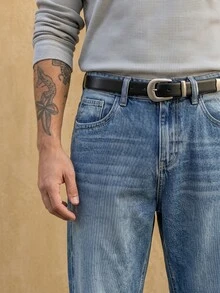 RivetRise Men's Loose Fit Embroidered Blue Denim Jeans - Light Wash - View 6