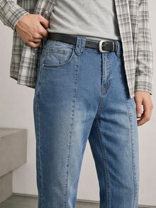 RivetRise Men's Blue Horseshoe Embroidered Slim Fit Flared Jeans - Medium Wash - View 5