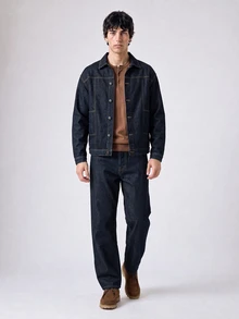 RivetRise Men's Denim Jacket And Loose Fit Jeans Set, Fall Clothes Slim-Fit Washed Black Distressed Jeans For - Dark Wash - View 3