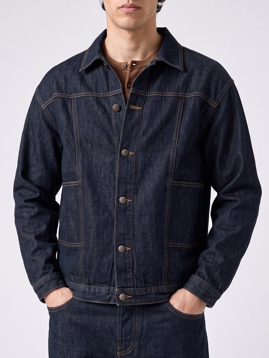 RivetRise Men's Denim Jacket And Loose Fit Jeans Set, Fall Clothes Slim-Fit Washed Black Distressed Jeans For - Dark Wash - View 1