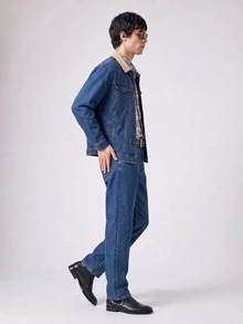RivetRise Men's Retro Aqua Blue Denim Suit,Single-Breasted Long Sleeve Trucker Jacket And Pants Set,Autumn Holiday Casual Washed Western Style Work Clothes - Medium Wash - View 4