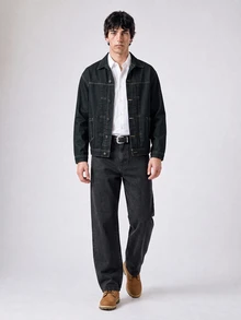 RivetRise Men Washed Blue College Denim Jackets  Hang Out Washed Denim Coat For Boyfriend & Husband Vintage Jacket - Dark Wash - View 5