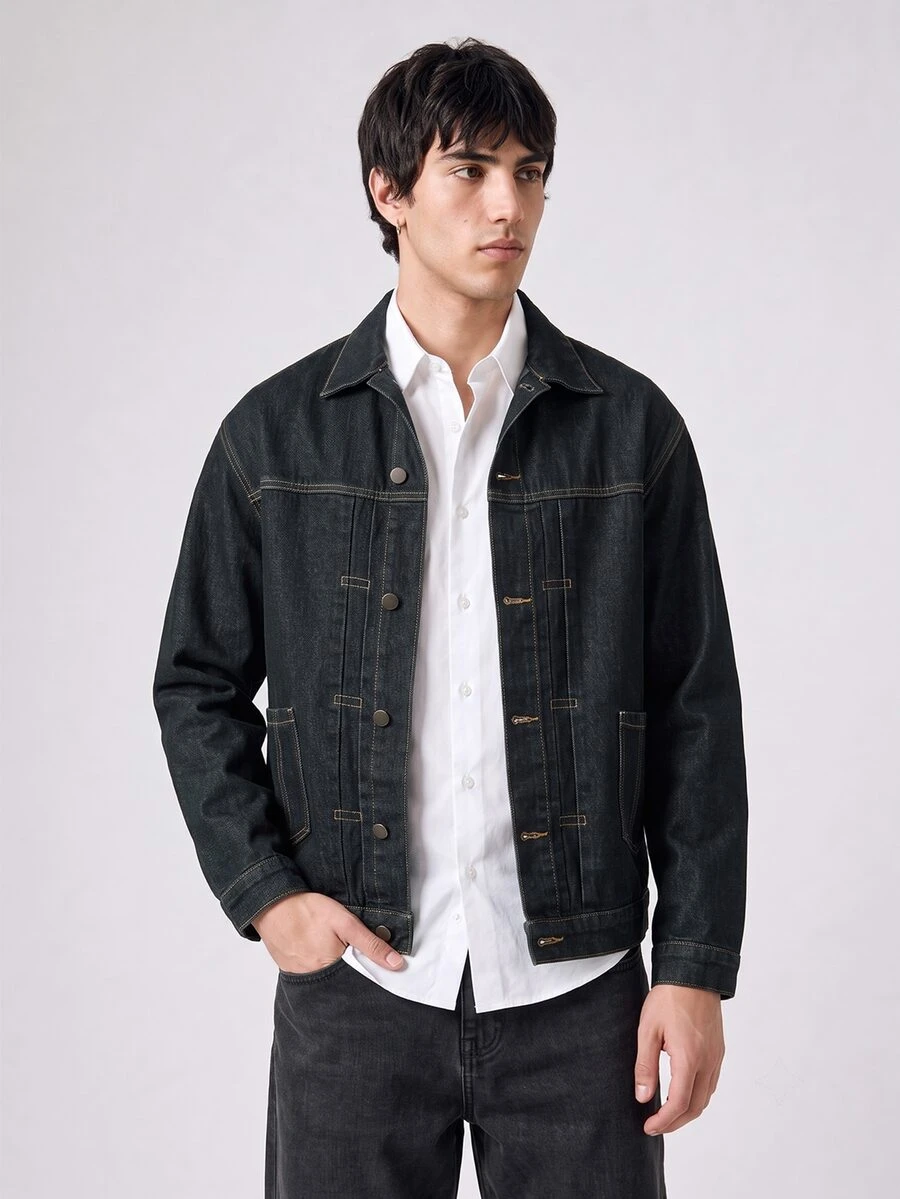 RivetRise Men Washed Blue College Denim Jackets  Hang Out Washed Denim Coat For Boyfriend & Husband Vintage Jacket