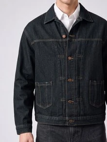 RivetRise Men Washed Blue College Denim Jackets  Hang Out Washed Denim Coat For Boyfriend & Husband Vintage Jacket - Dark Wash - View 7
