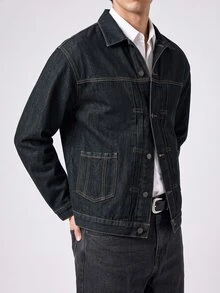 RivetRise Men Washed Blue College Denim Jackets  Hang Out Washed Denim Coat For Boyfriend & Husband Vintage Jacket - Dark Wash - View 6