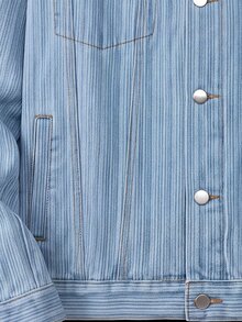 Manfinity Denimwave 男士长袖单排扣休闲牛仔提花宽松夹克 - 淺色水洗藍 - 查看 6
