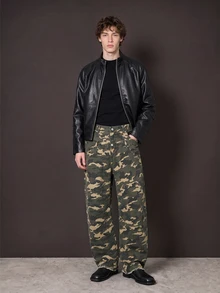 Manfinity Denimwave Men's Adjustable Waist Camouflage Barrel Leg Pants, Streetwear Style Camo Sweats - Multicolor - View 3