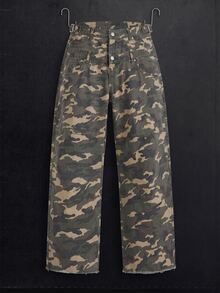 Manfinity Denimwave Men's Adjustable Waist Camouflage Barrel Leg Pants, Streetwear Style Camo Sweats - Multicolor - View 1