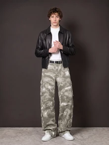 Manfinity Denimwave Young Street Style Light Wash Camouflage Camo Baggy Pants - Multicolor - View 3
